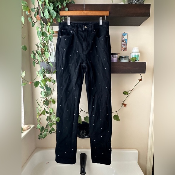 Gap High Rise Rhinestone Cheeky Straight Jeans - Picture 3 of 6